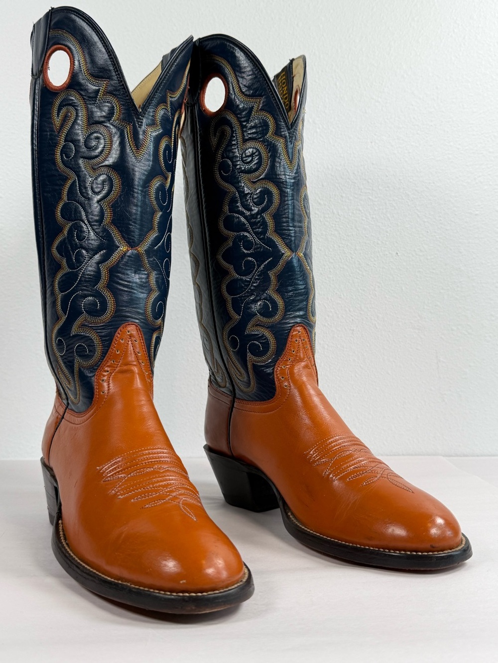 Hondo Men’s Buckaroo Cowboy Boots Size 9 B Benedictine Steer Leather Tall